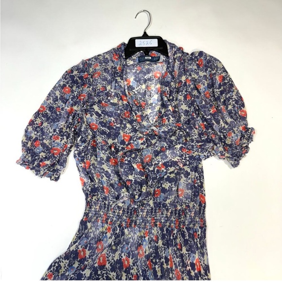 Polo by Ralph Lauren Floral Maxi Dress in Blue and Red - Picture 7 of 10